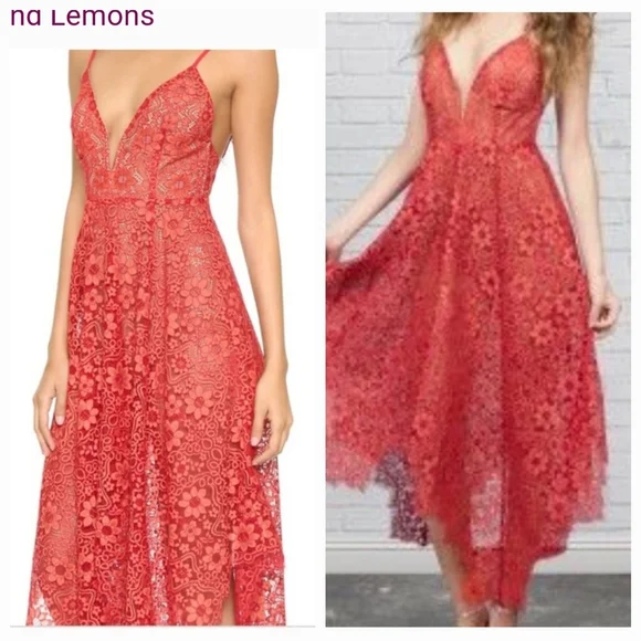 For Love And Lemons Red Lace Maxi Dress - Picture 3 of 15